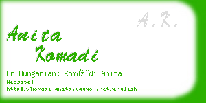 anita komadi business card